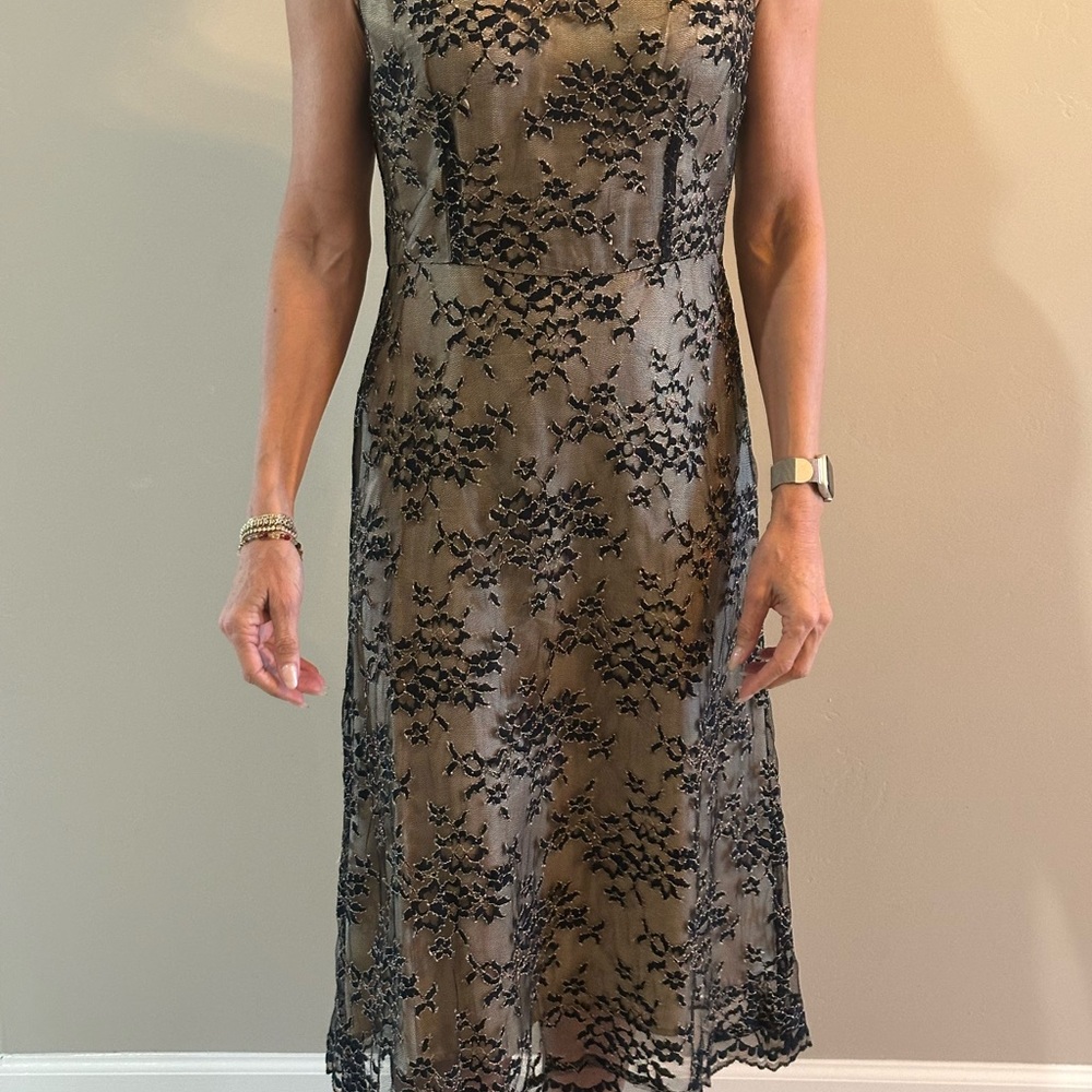 Elegant Black Lace Overlay Dress